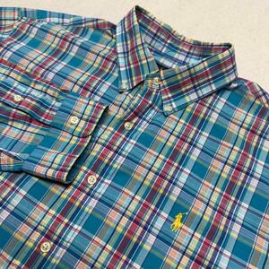 Ralph Lauren Plaid Button Down Shirt‎ Mens XXL Blue Multi Color Y2K Relaxed Fit